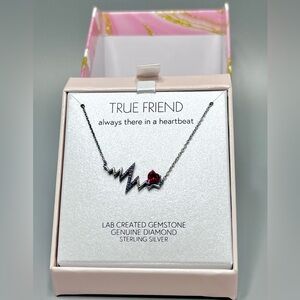 R.H.Macey “True Friend” Sterling Silver & Genuine Lab Created Diamond Necklace